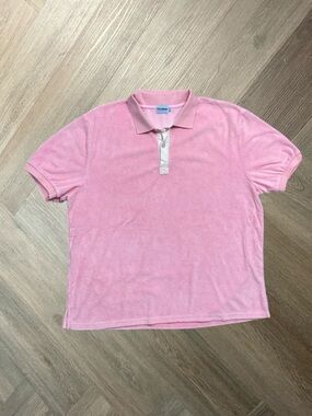 Les Canebiers Polo Mens‎ XXL Pink Terry Cloth Short Sleeve France Resort Wear